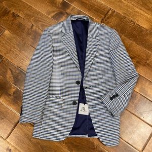 JB Jr navy/blue/white check wool sport coat blazer - boys. NWT